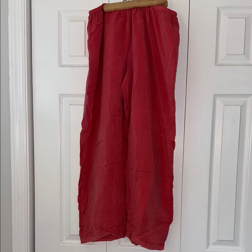 Johnny Was Item Silk Lined Crop Wide Leg Pants Size L - Coral (pinkish red)